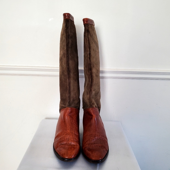 Vintage Mondi Leather & Suede Riding Boots - Picture 3 of 11